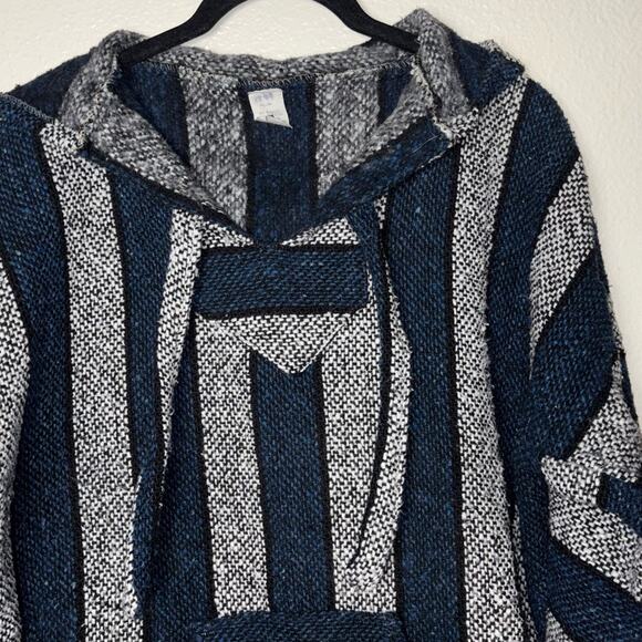 Molina vintage Baja Hoodie Sweater pullover Size Medium Unisex Blue and Gray - Picture 6 of 16
